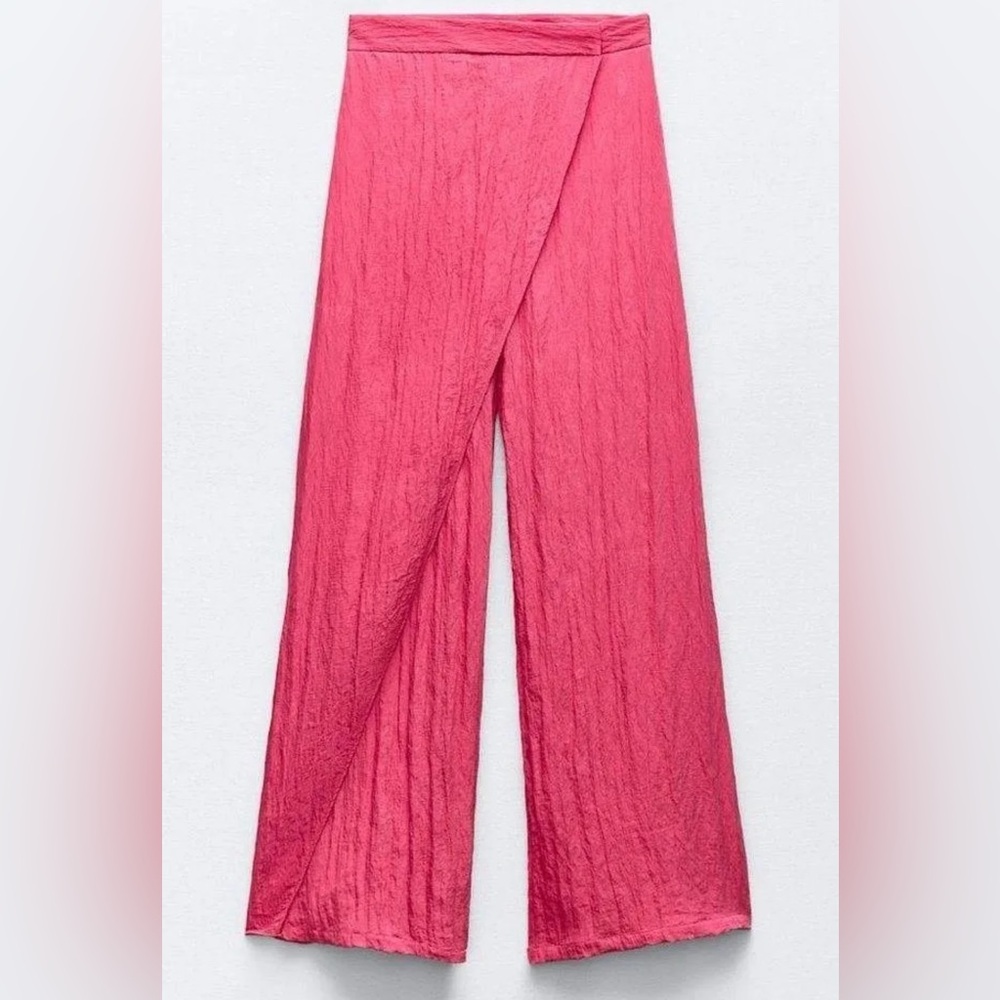 Zara Elegant Fuchsia Pink Women's Wide-Leg Pants - Size M